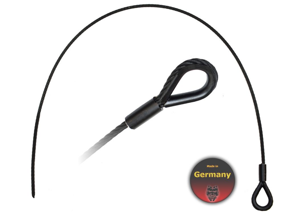Fangseil (Safety)   3,0mm x   0,4 m, WLL   5,0kg; schwarz, Kausche/Spitze