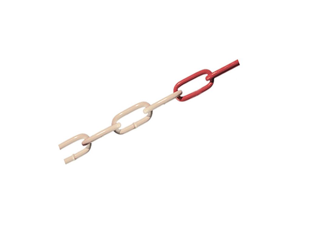 Kette   5,0 mm, Typ Absperrkette-Kunststoffbeschichtet rot/weiß